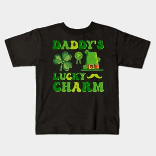 Daddy's Lucky Charm Funny Father Irish Clovers St Patrick's Day Kids T-Shirt